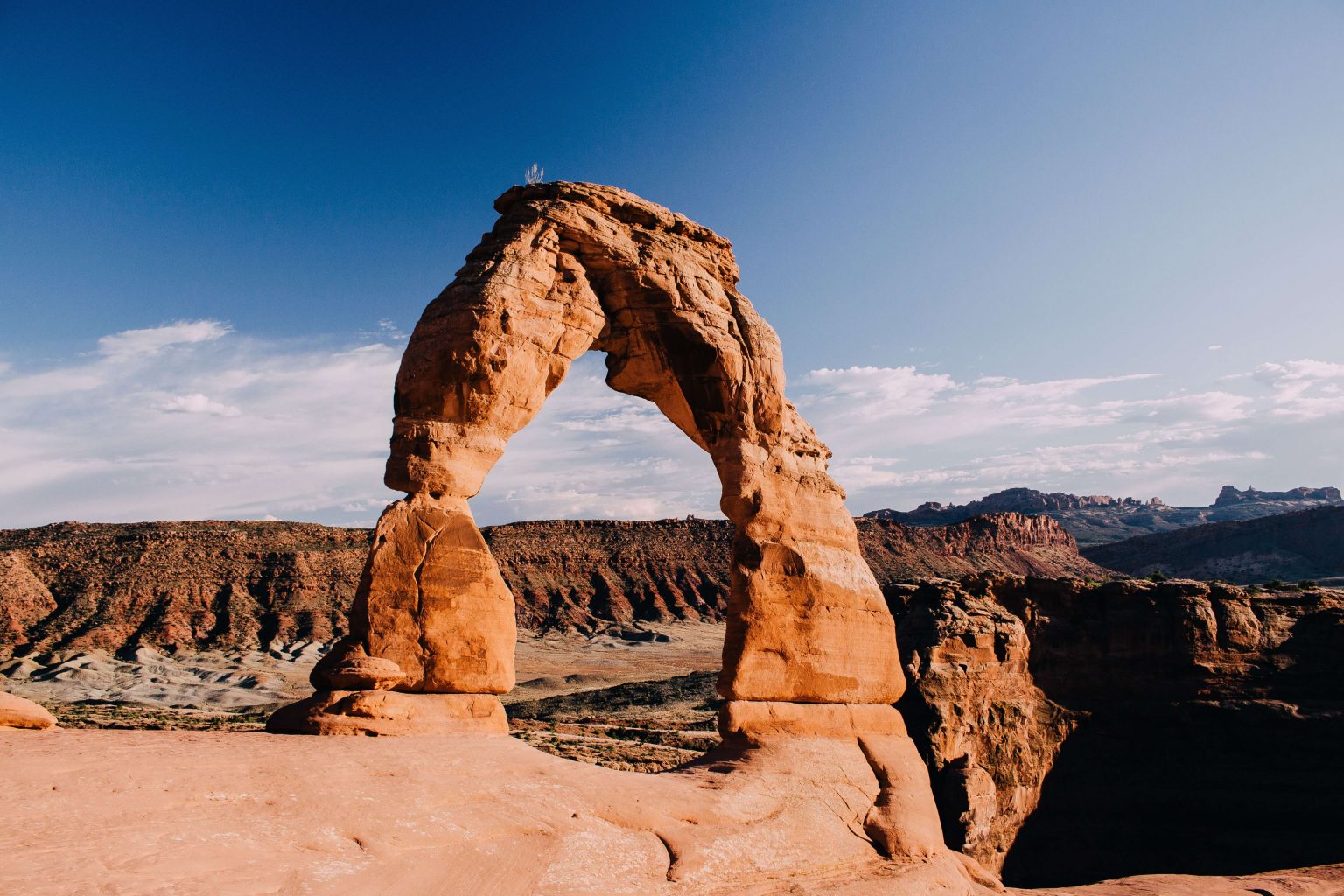 View of rock formations and sky at Arches National Park, Utah