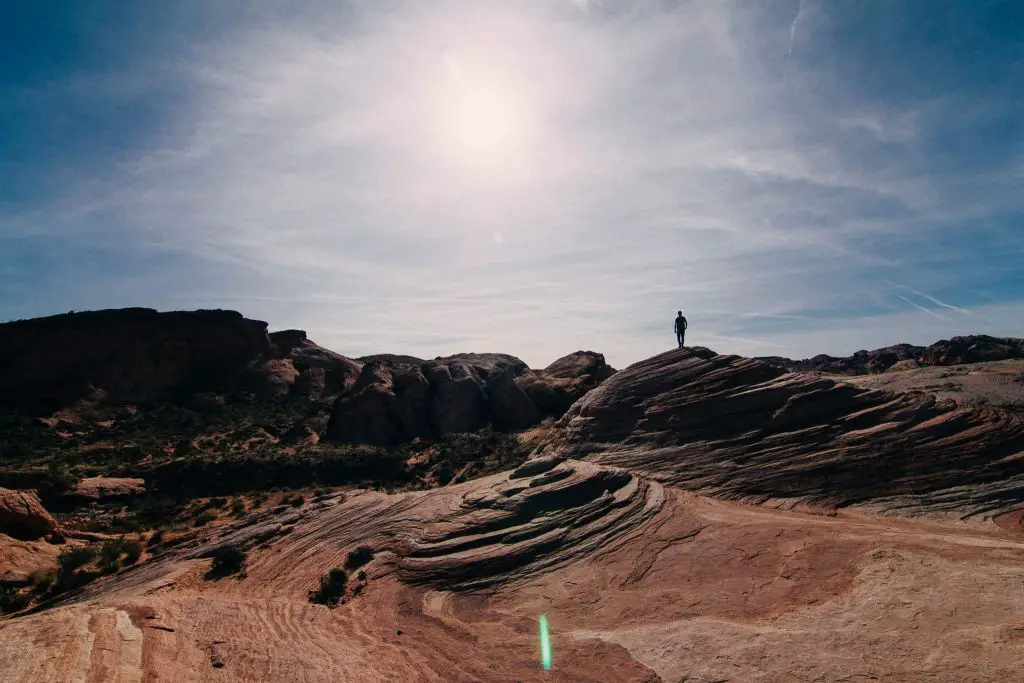 Hiker in Valley of Fire