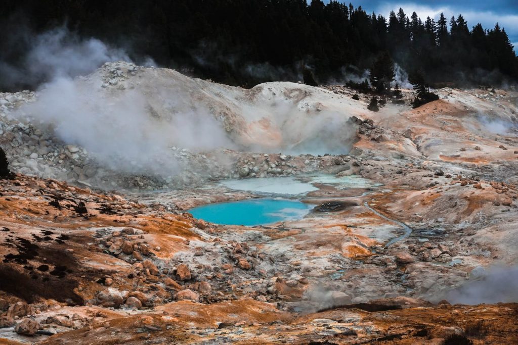 hydrothermal pool in a rocky canyon