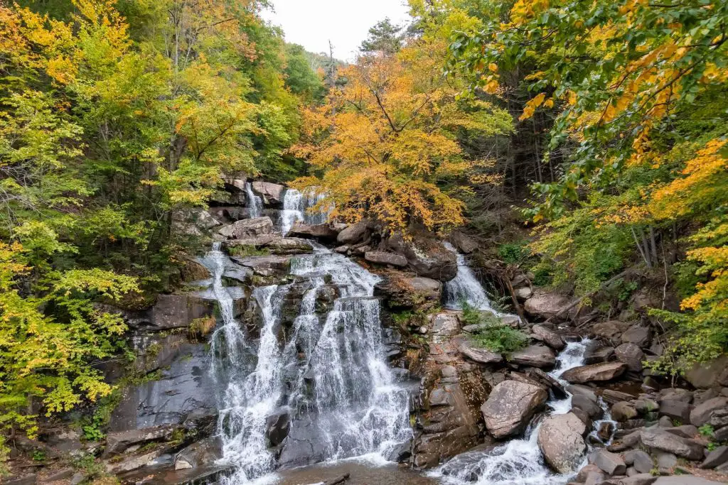 Waterfall in New York hiking trail
