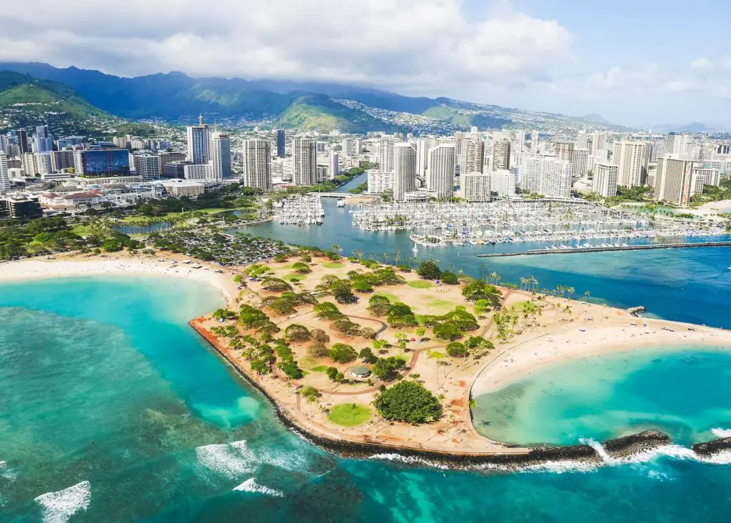 Honolulu Aerial View of city