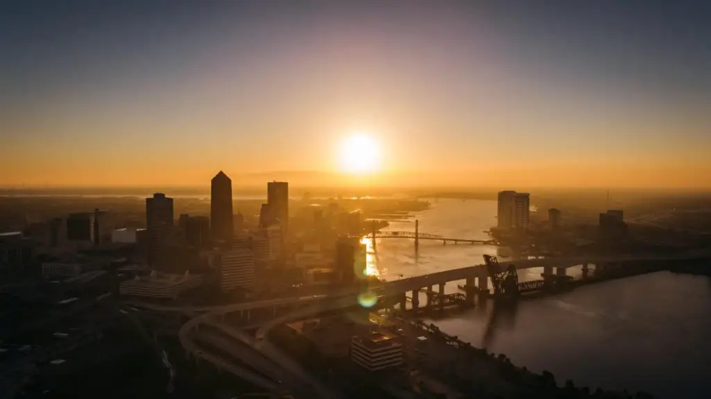 Jacksonville Skyline during sunset