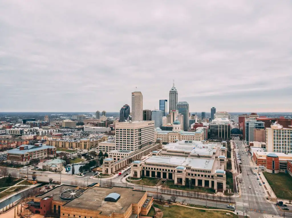 Indianapolis skyline on a cloudy day