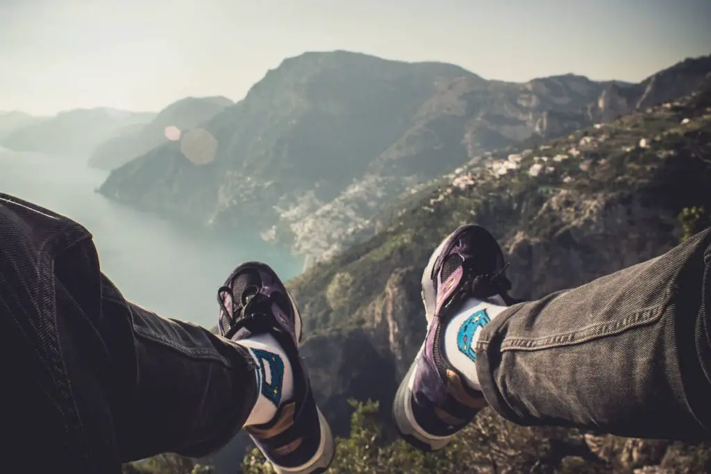 hikers legs being stretched