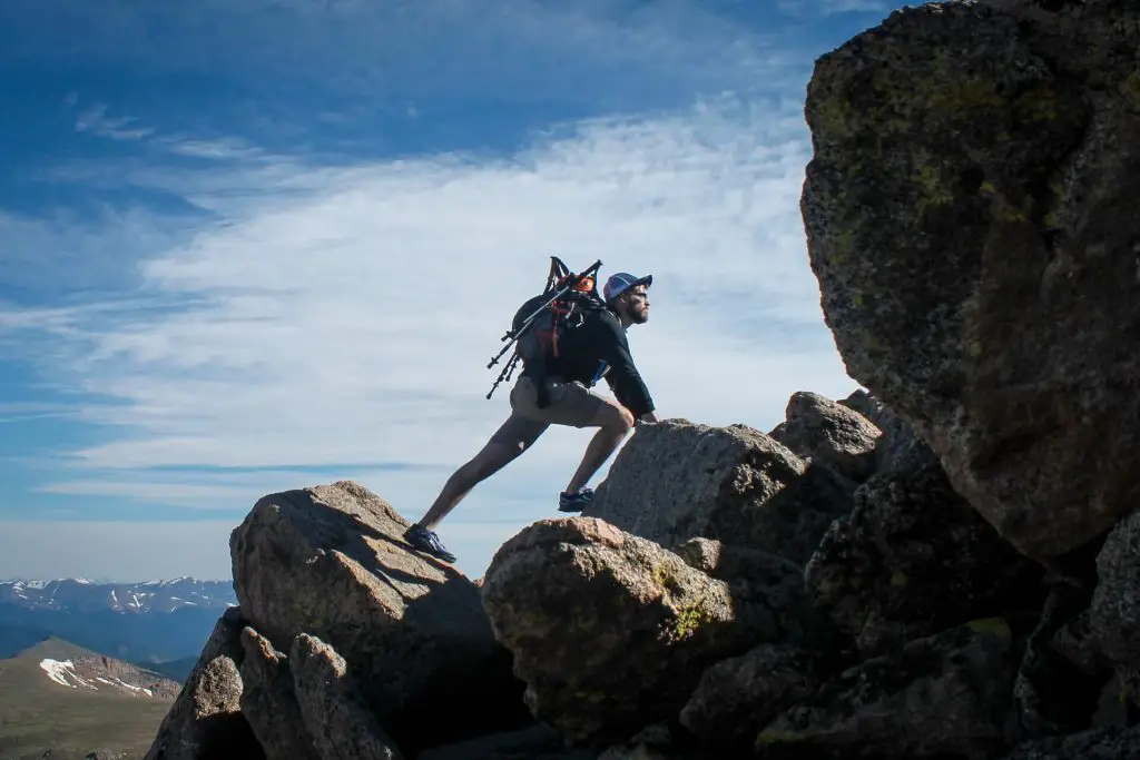 person hiking alone