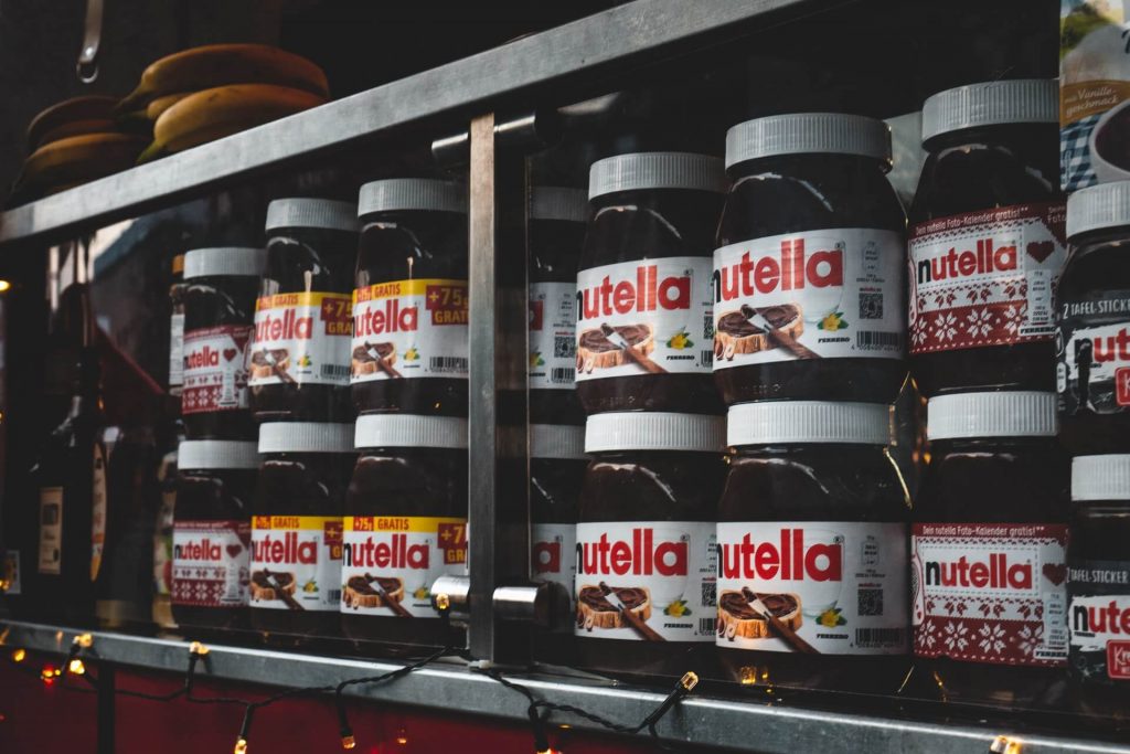 jars of nutella on a shelf