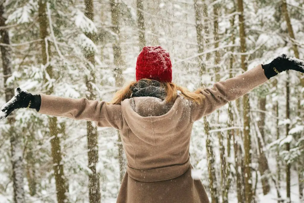 hiker wearing beanie and scarf