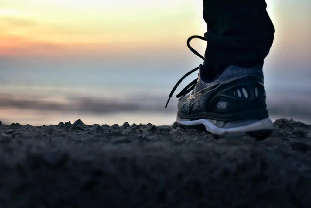 running shoe on gravel
