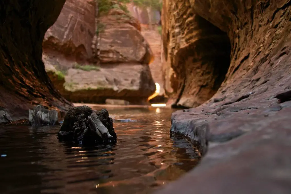 water pool at the subway canyon in zion